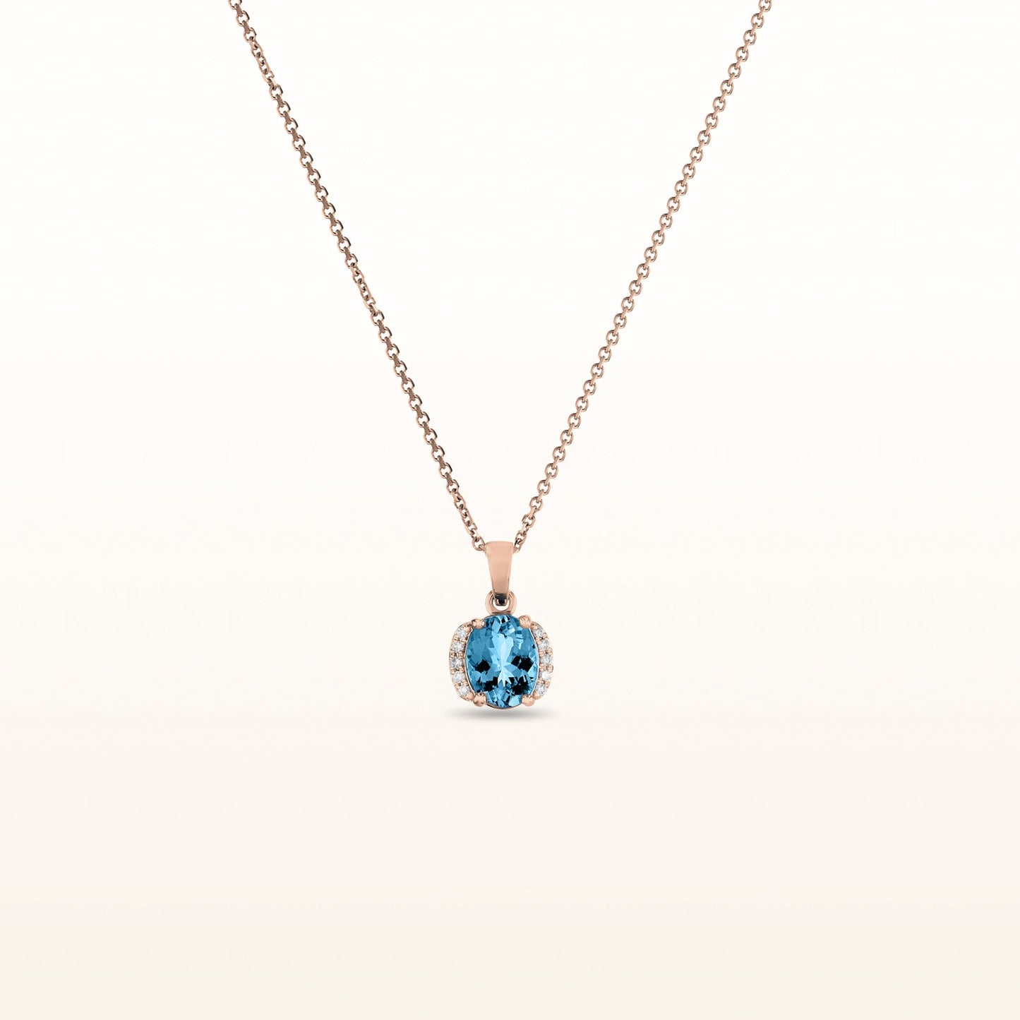 Oval Gemstone and Diamond Pendant in 14kt Rose Gold