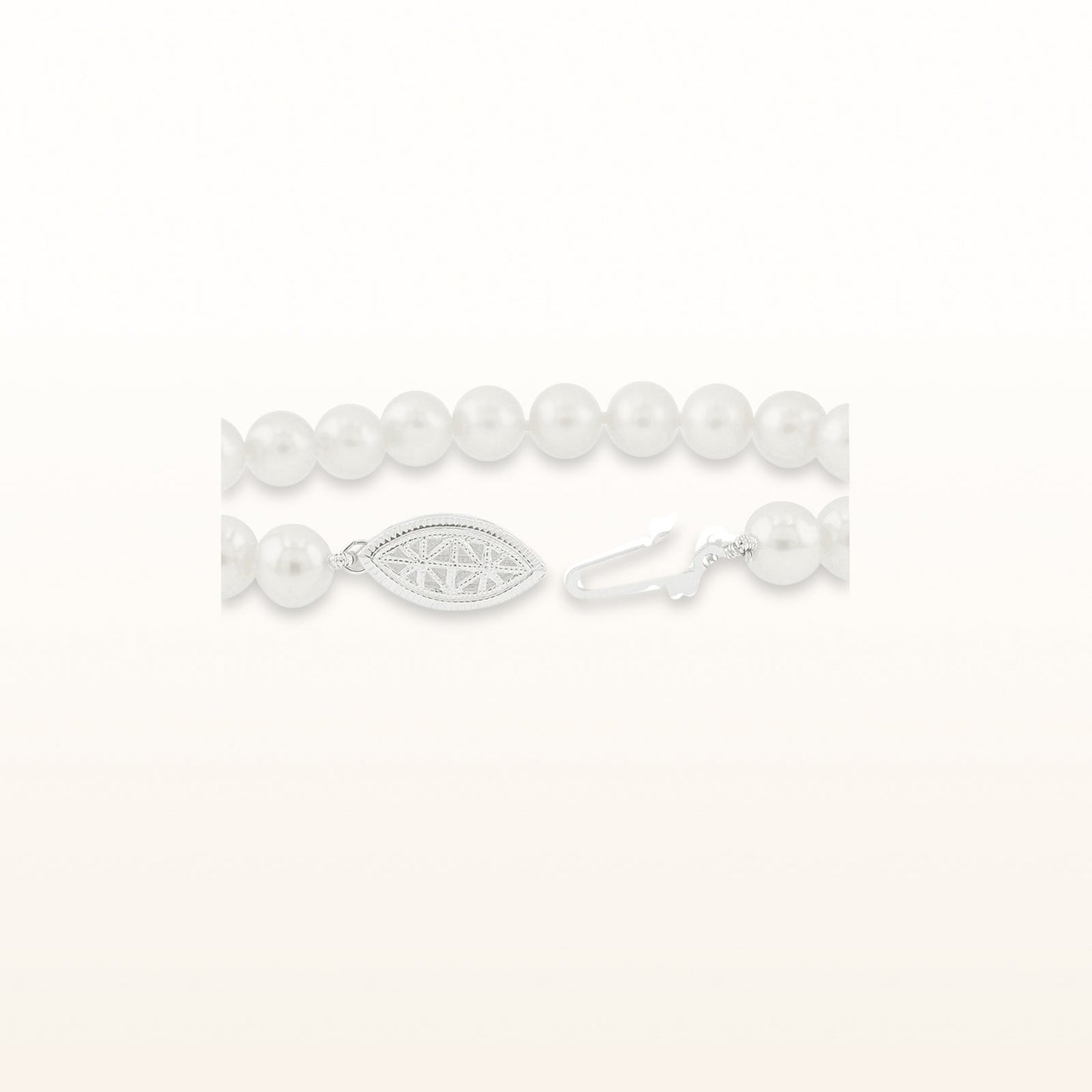 White Cultured Freshwater Pearl Bracelet with Sterling Silver Filigree Clasp