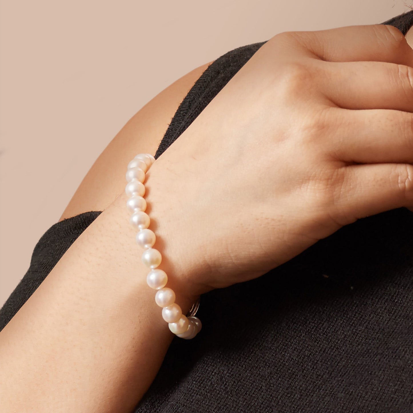 White Cultured Freshwater Pearl Bracelet with Sterling Silver Filigree Clasp