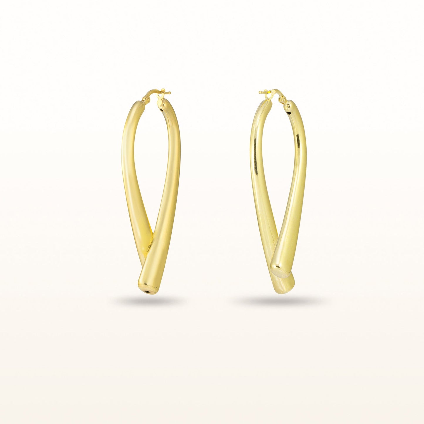 Cross-Over Drop Earrings in Yellow Gold Plated 925 Sterling Silver