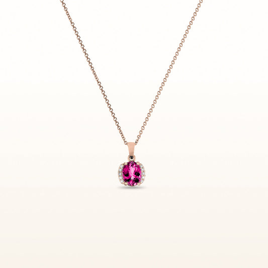 Oval Gemstone and Diamond Pendant in 14kt Rose Gold