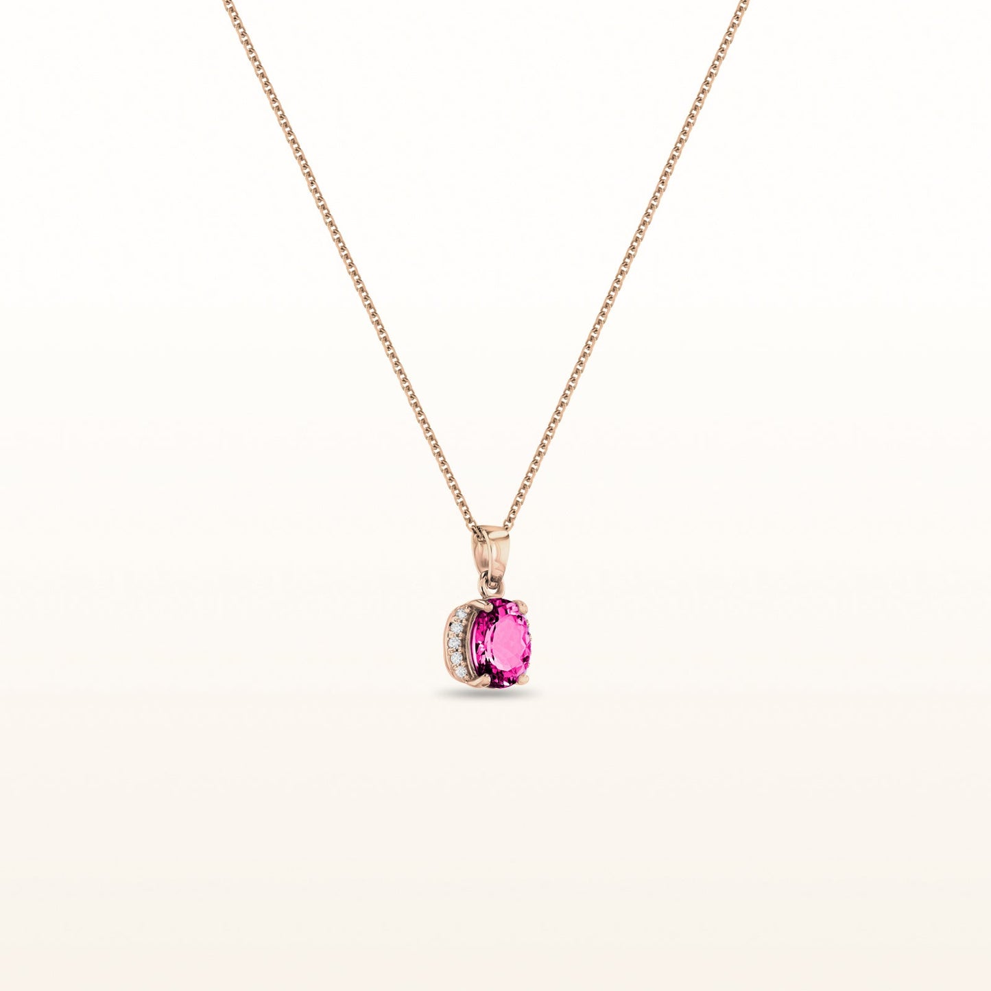 Oval Gemstone and Diamond Pendant in 14kt Rose Gold