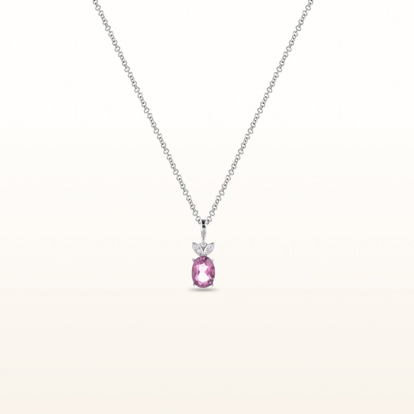 Oval Gemstone and Diamond Pendant in 14kt White Gold