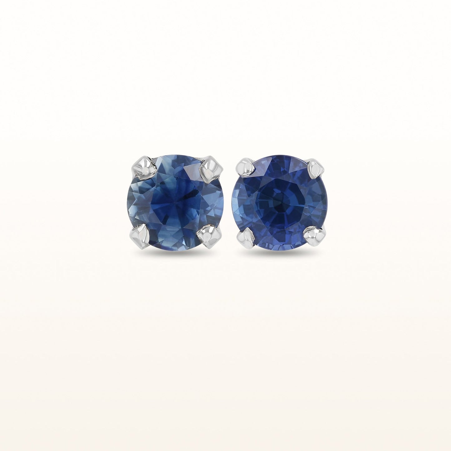 0.62 ctw Round Blue Sapphire Stud Earrings in 14kt White Gold