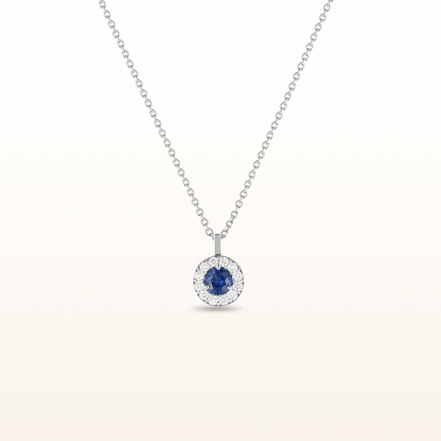 4.0 mm Gemstone and Diamond Margarita-Style Halo Pendant in 14kt White Gold