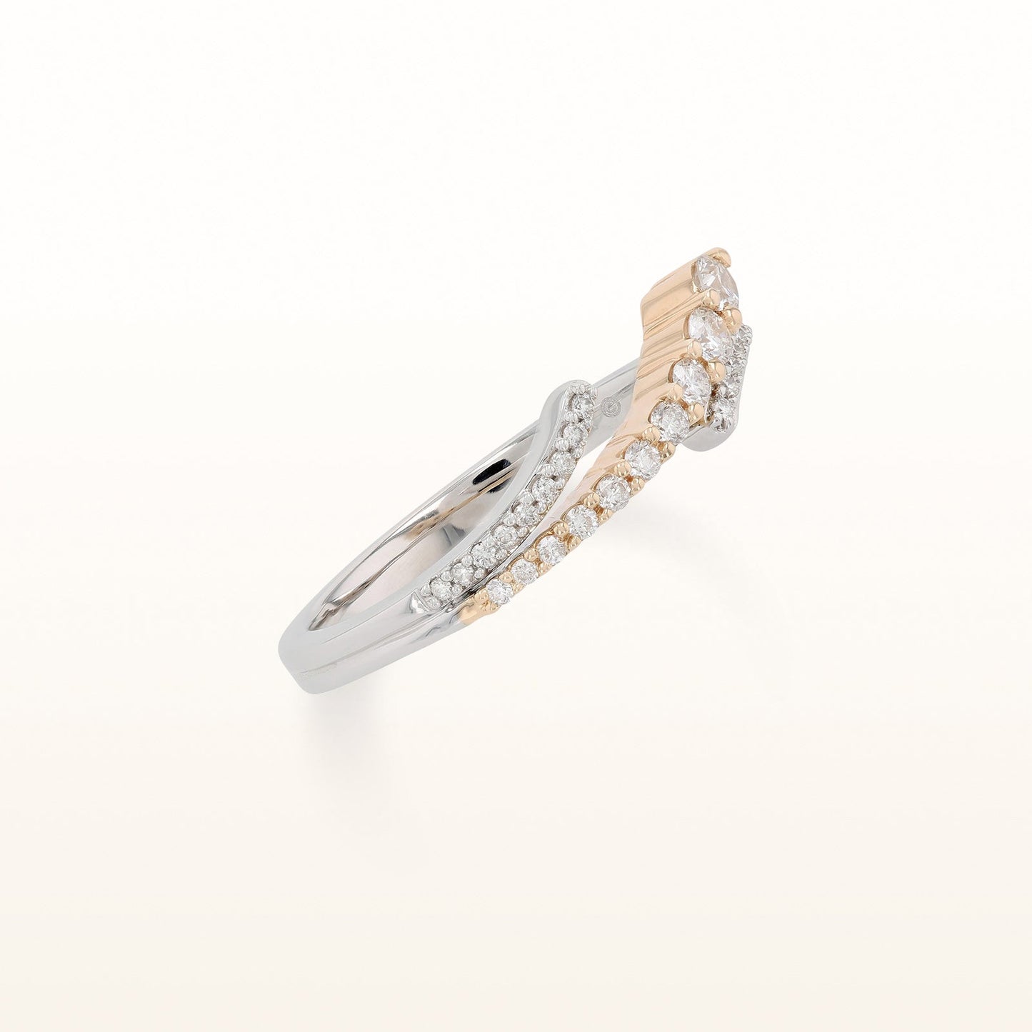 Round Diamond Bypass Ring in 14K White and Yellow Gold