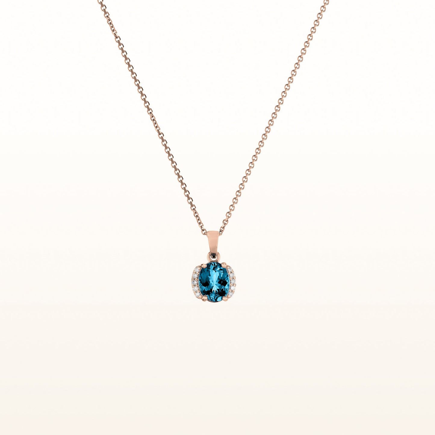 Oval Gemstone and Diamond Pendant in 14kt Rose Gold