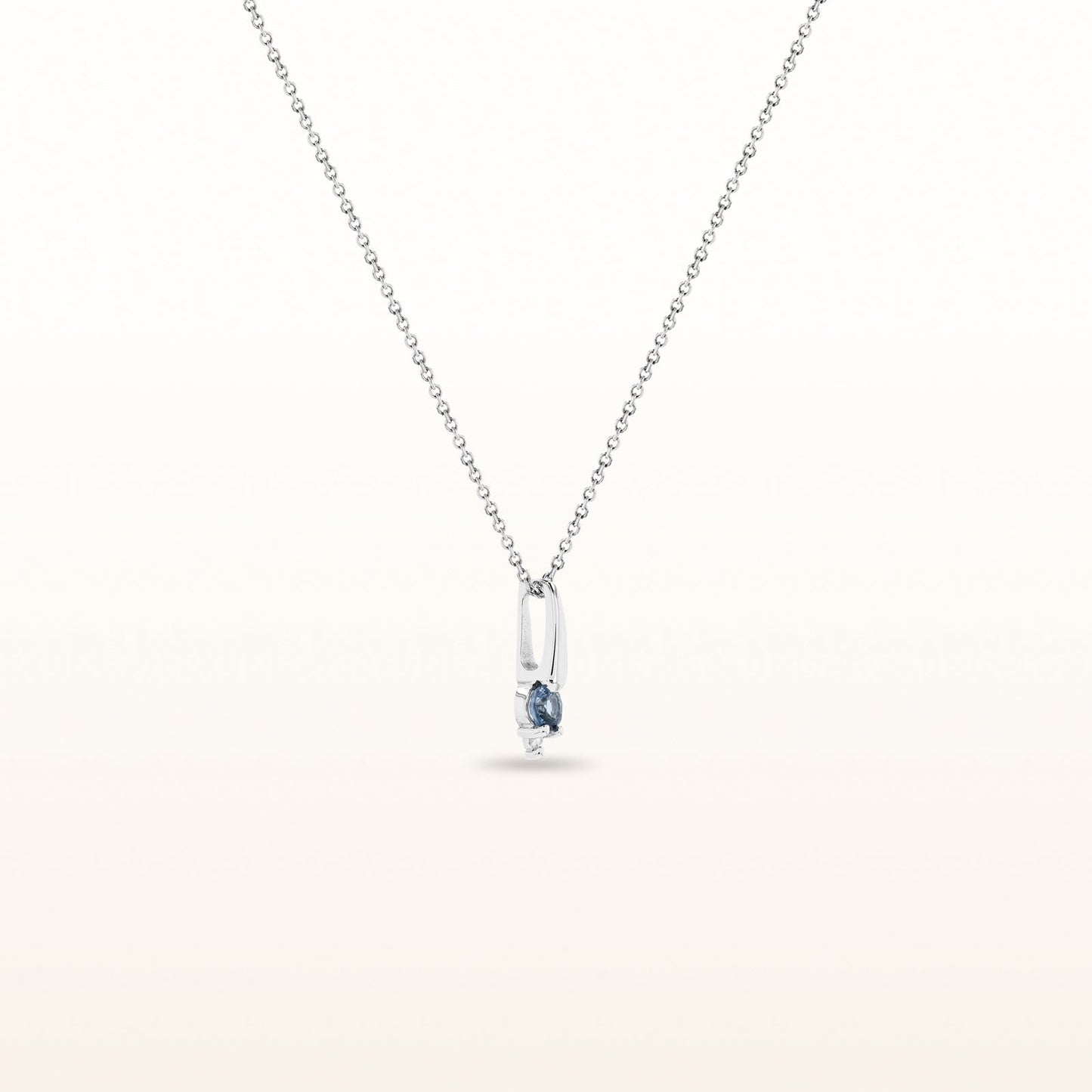 Round Sapphire Vertical Bar Pendant with Diamond Accent