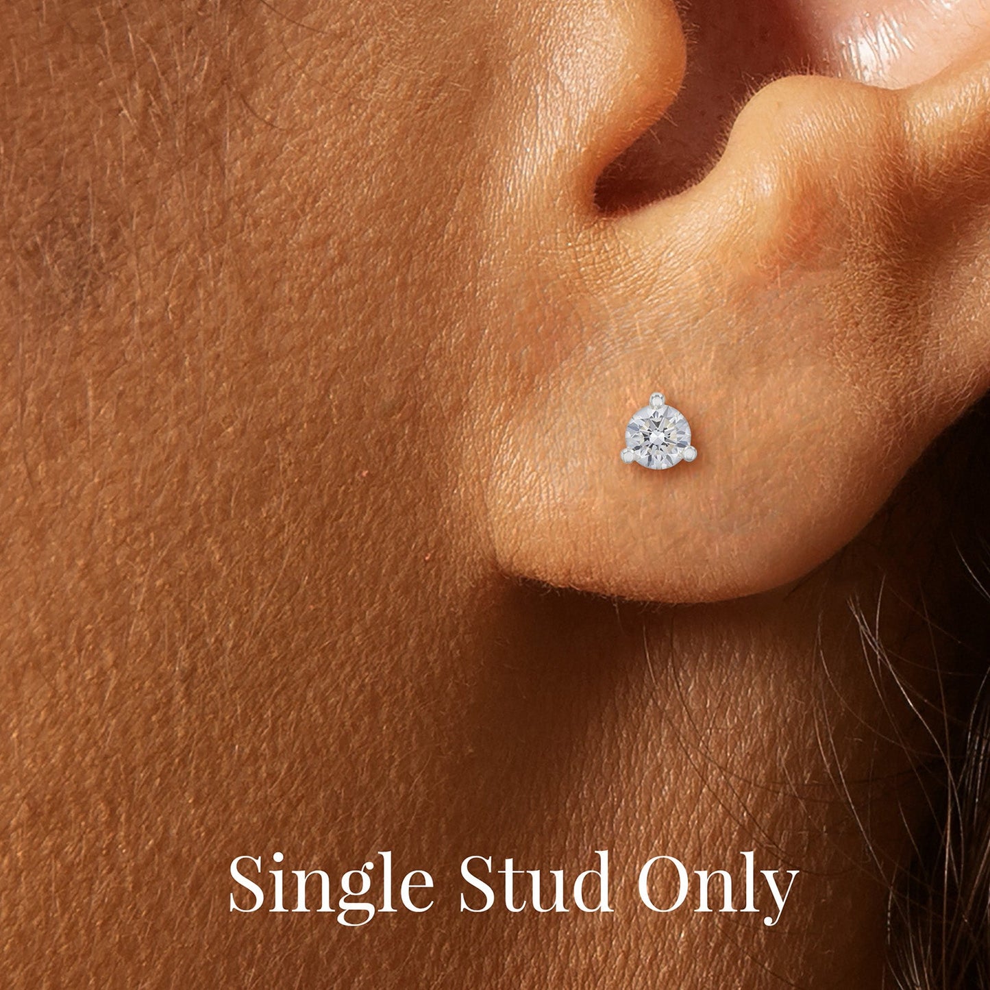 Single Martini Style Diamond Stud Earring, G-H-I/SI1-SI2 under 0.25 ctw