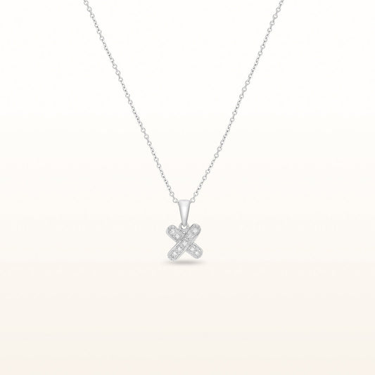 Diamond "X" Pendant in 14kt White Gold