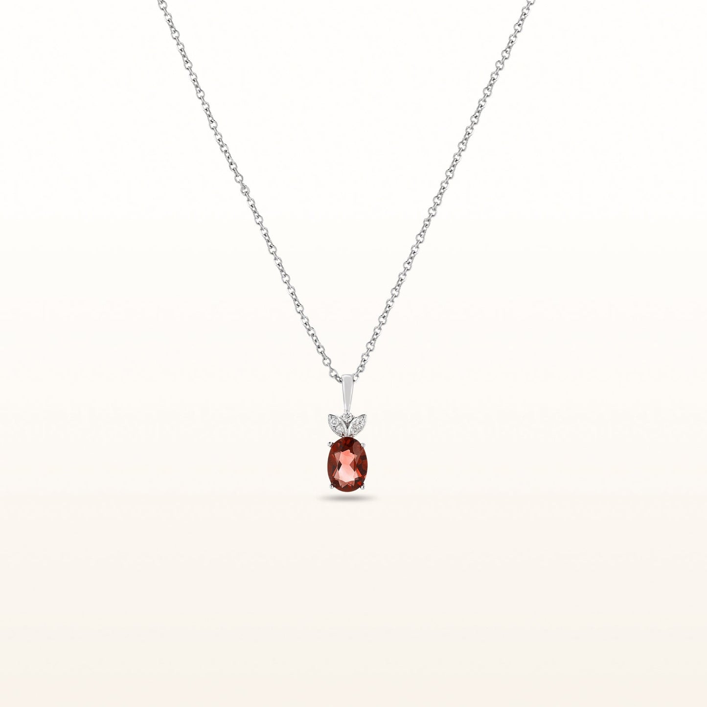 Oval Gemstone and Diamond Pendant in 14kt White Gold