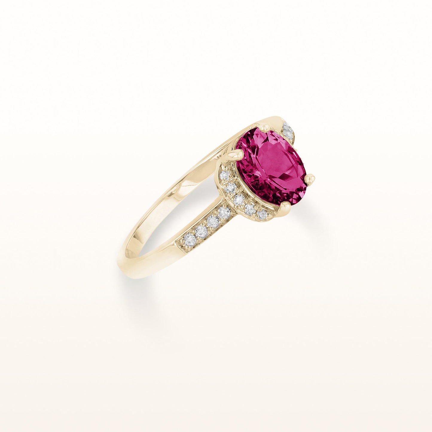 Oval Gemstone and Diamond Ring in 14kt Yellow Gold