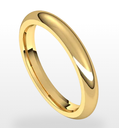 14K Yellow Gold Comfort Fit Half Round 3mm Band