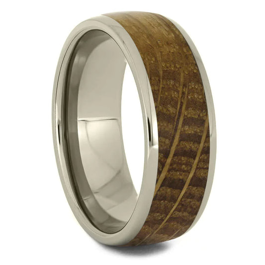 Whiskey Barrel Oak Wood Men's Titanium Wedding Band