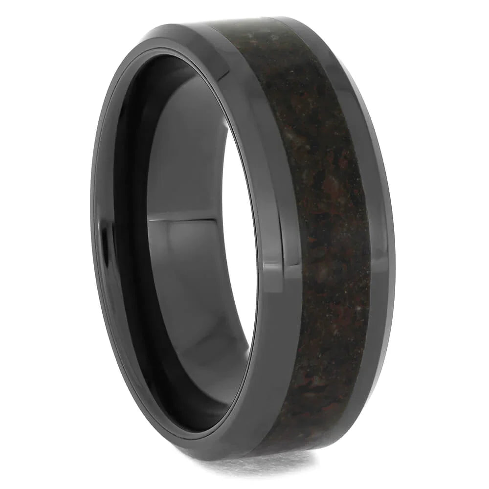 Dinosaur Fossil & Black Ceramic Ring