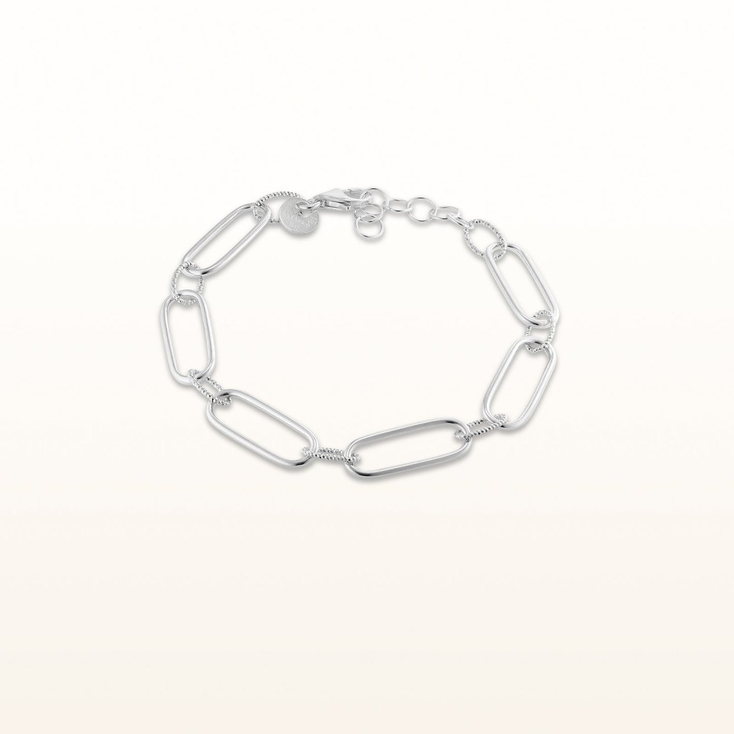 Alternating Link Paperclip Bracelet in 925 Sterling Silver