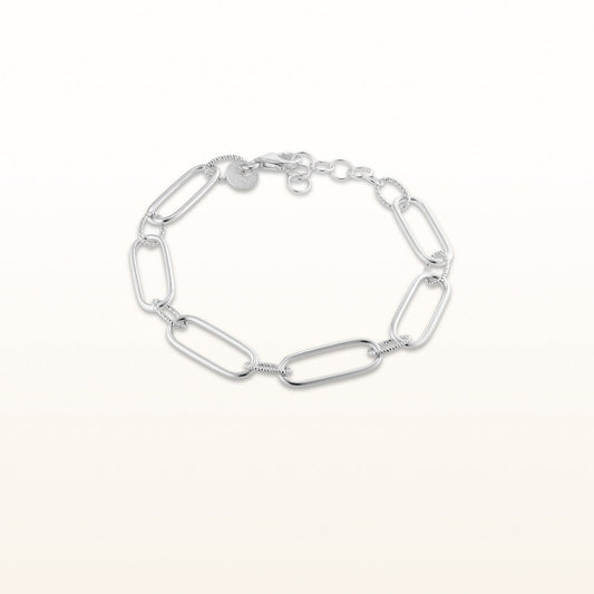 Alternating Link Paperclip Bracelet in 925 Sterling Silver