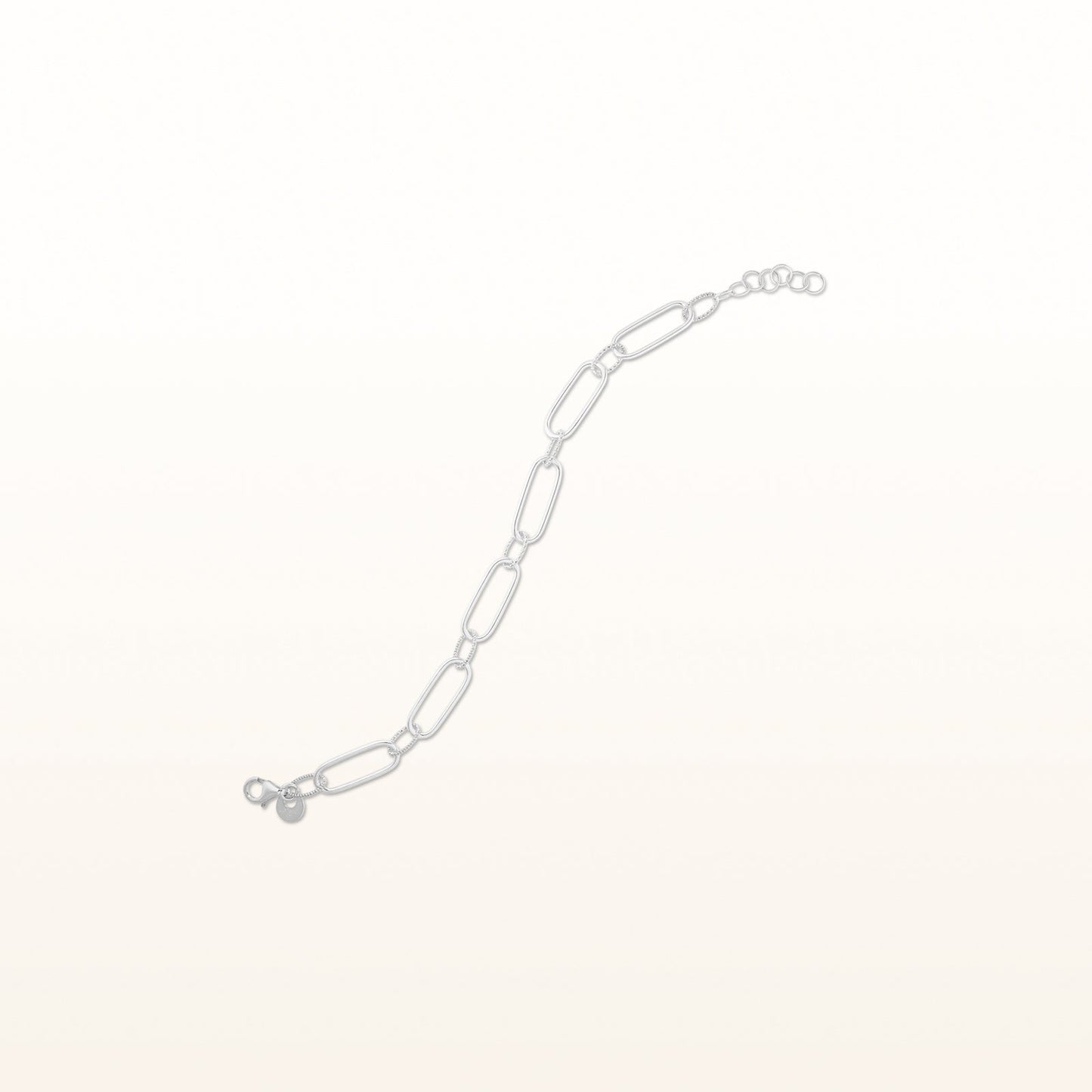 Alternating Link Paperclip Bracelet in 925 Sterling Silver