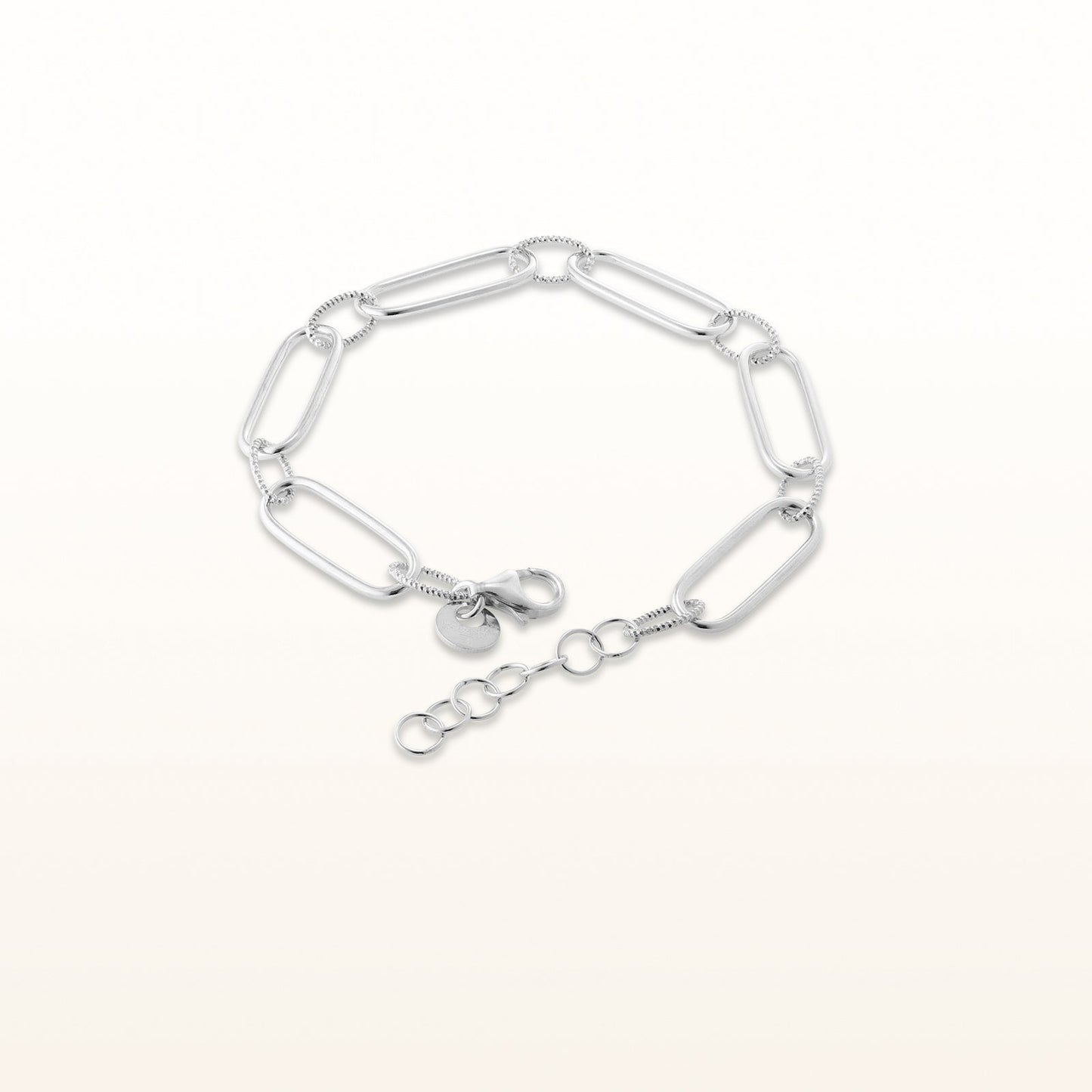 Alternating Link Paperclip Bracelet in 925 Sterling Silver