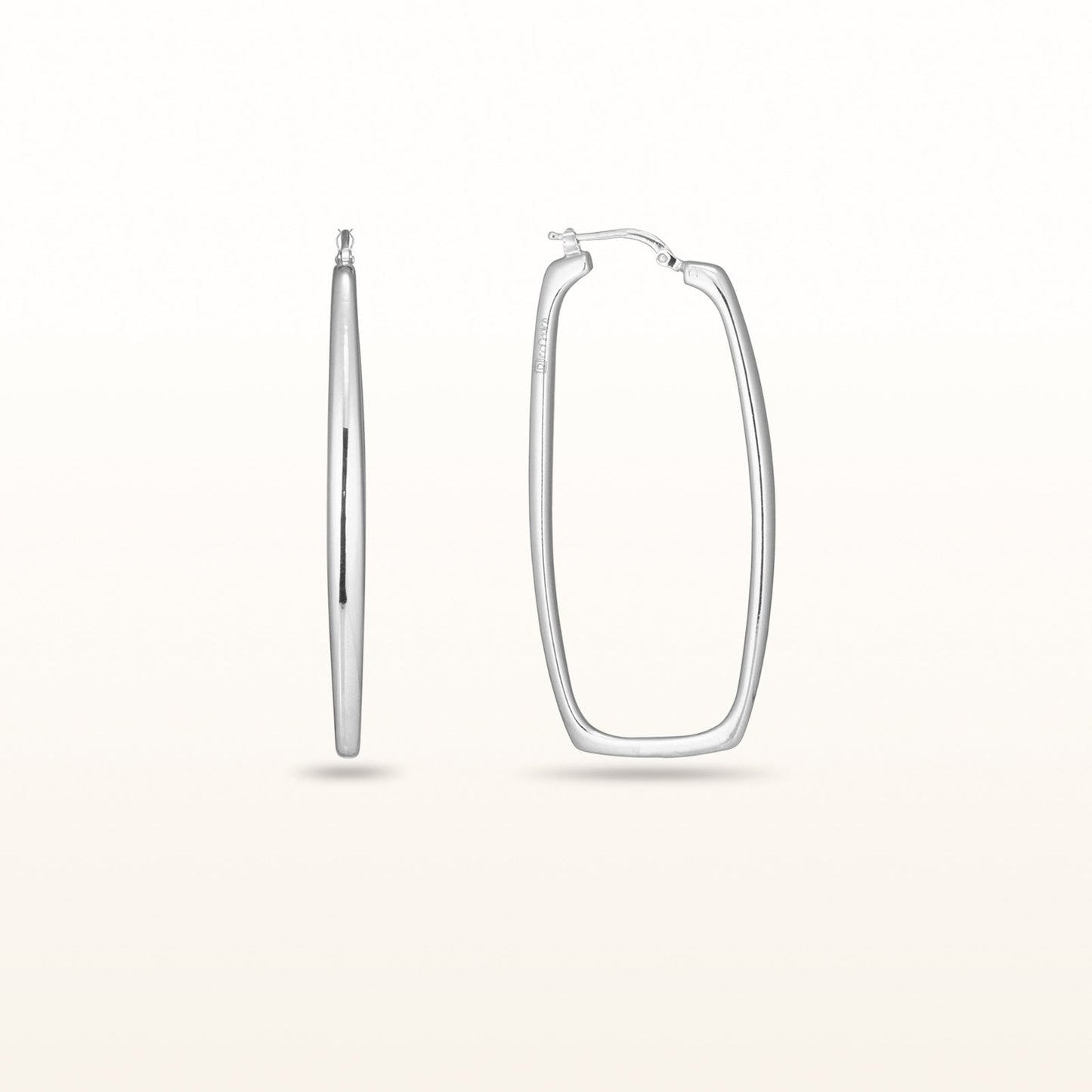 925 Sterling Silver Rectangular Drop Hoop Earrings