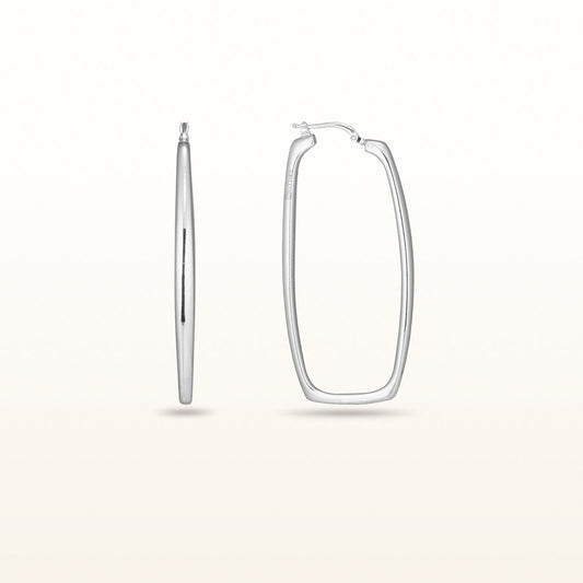 925 Sterling Silver Rectangular Drop Hoop Earrings