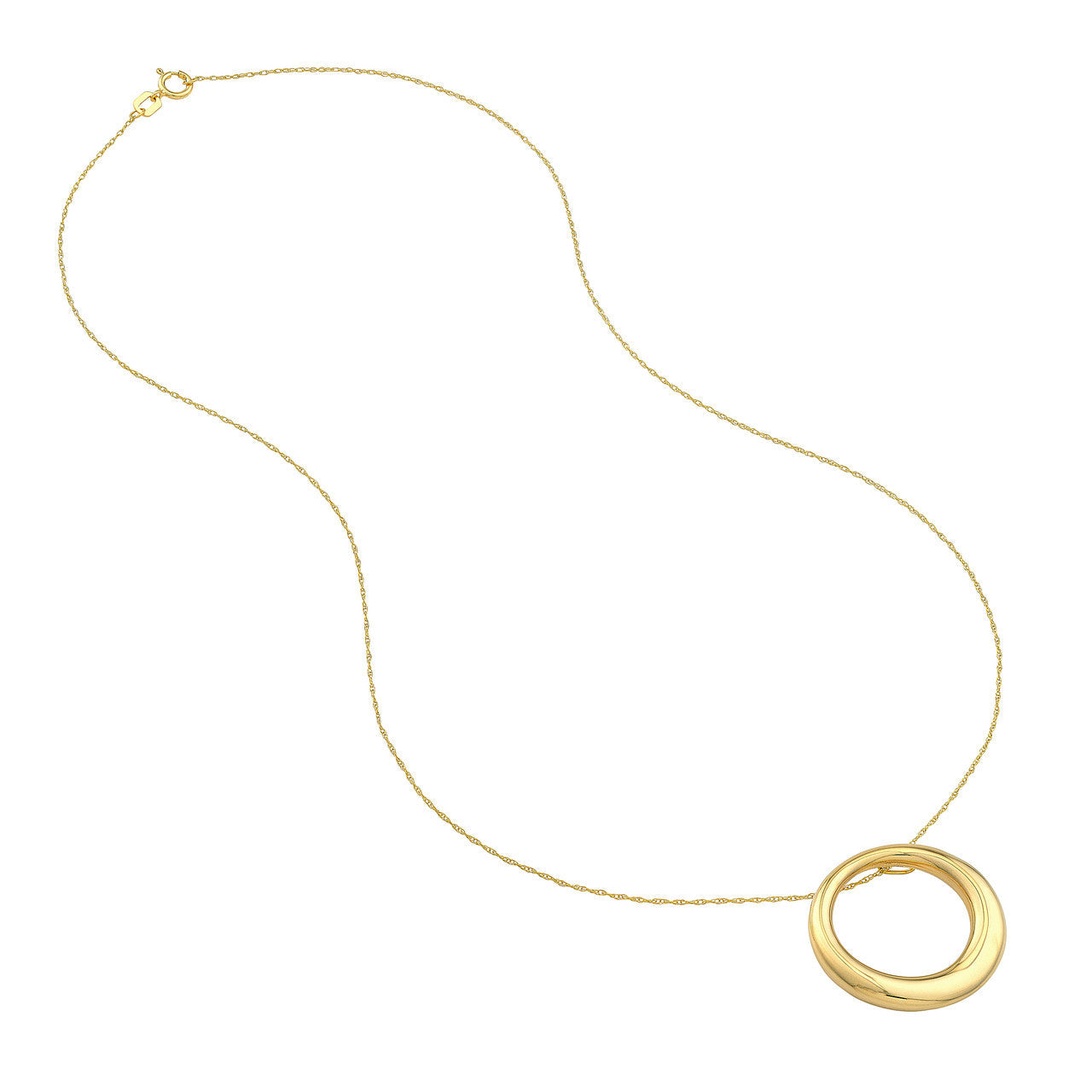 Tapered Puffy Circle Pendant Necklace in 14kt Yellow Gold