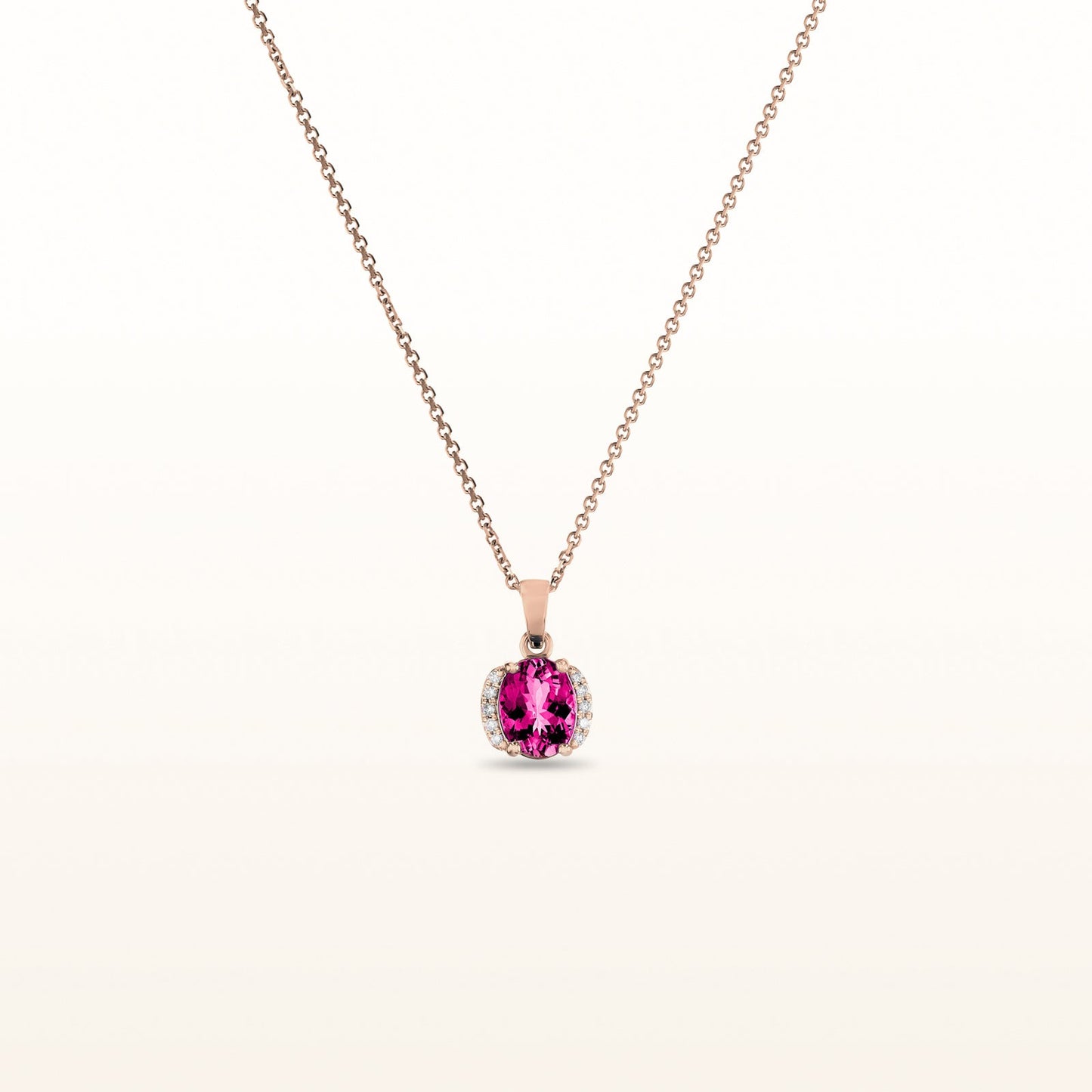 Oval Gemstone and Diamond Pendant in 14kt Rose Gold