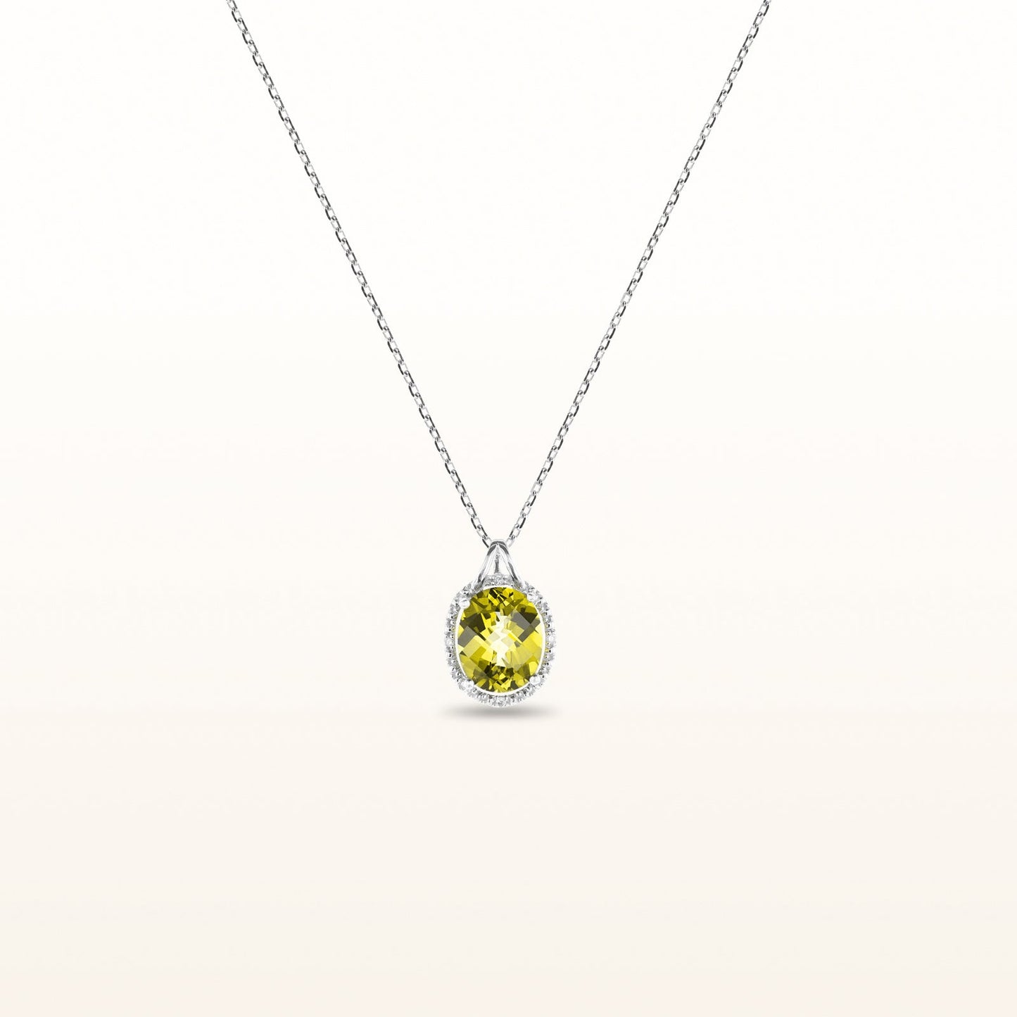 Oval Gemstone Pendant with Diamond Accent Halo in 925 Sterling Silver