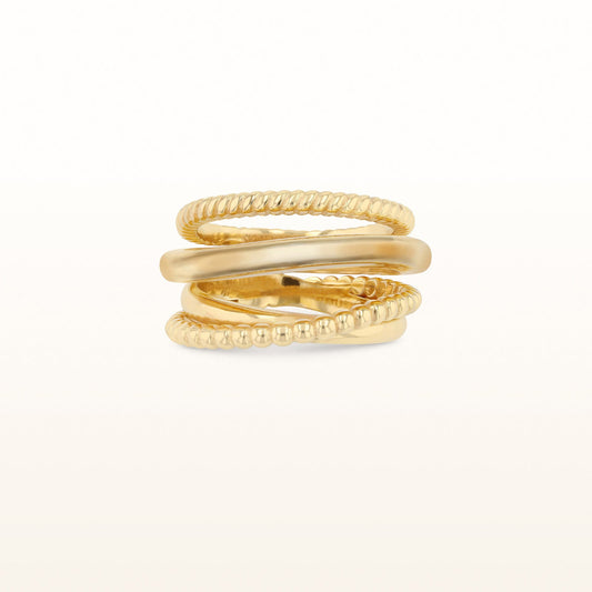 Yellow Gold Plated 925 Sterling Silver Cable-Style Crossover Ring in Minneapolis