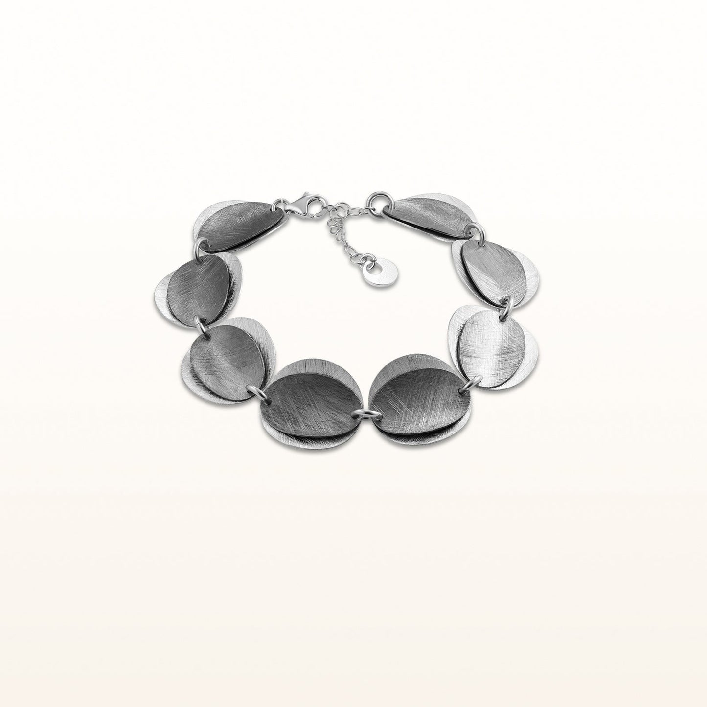 925 Sterling Silver Double Layer Concave Disc Bracelet