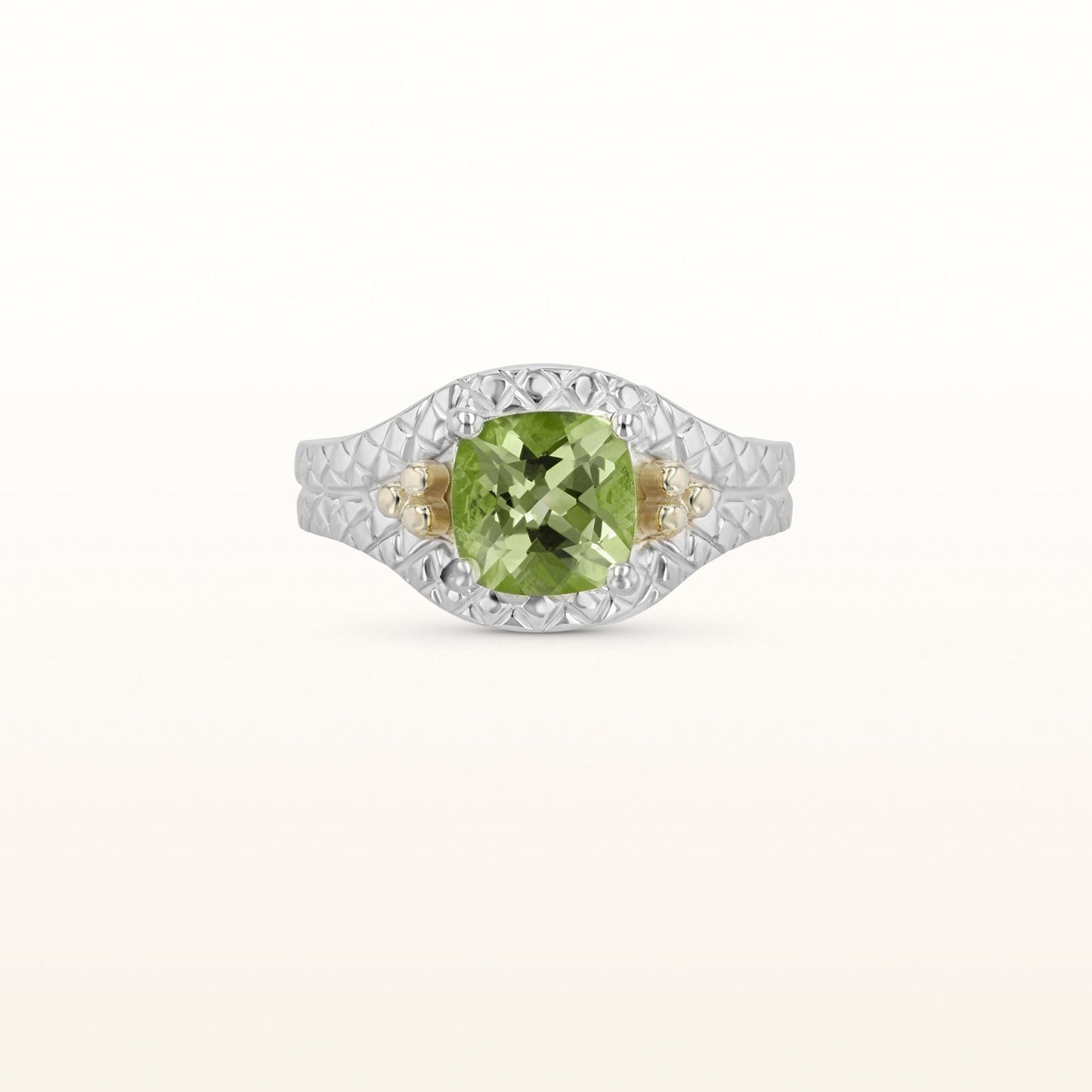 Cushion Cut 8 x 8 mm Gemstone Ring in 925 Sterling Silver and 14kt Yellow Gold