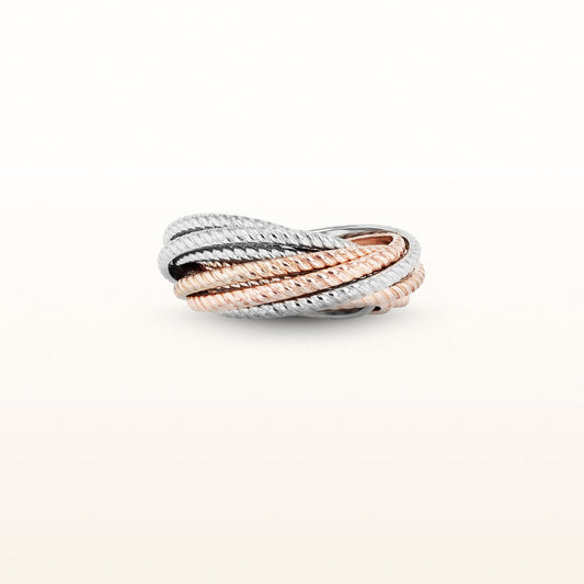 Two-Tone Sterling Silver Twisted Rope Ring