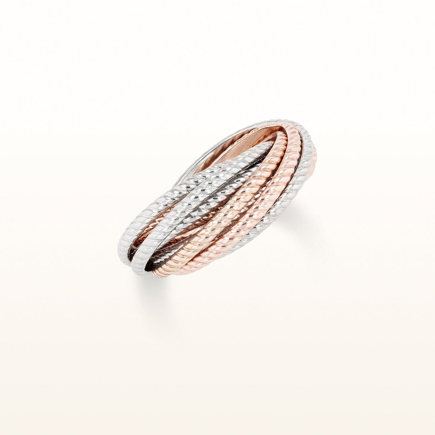 Two-Tone Sterling Silver Twisted Rope Ring