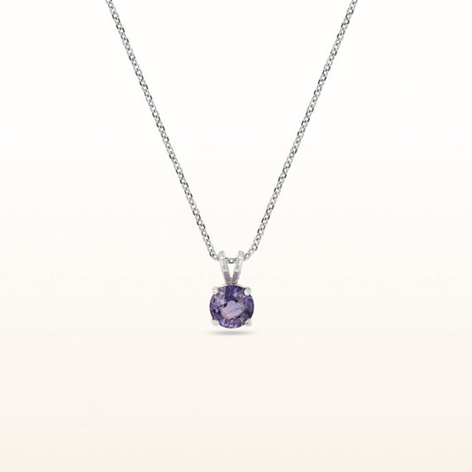 Round Purple Sapphire Pendant in 14kt White Gold