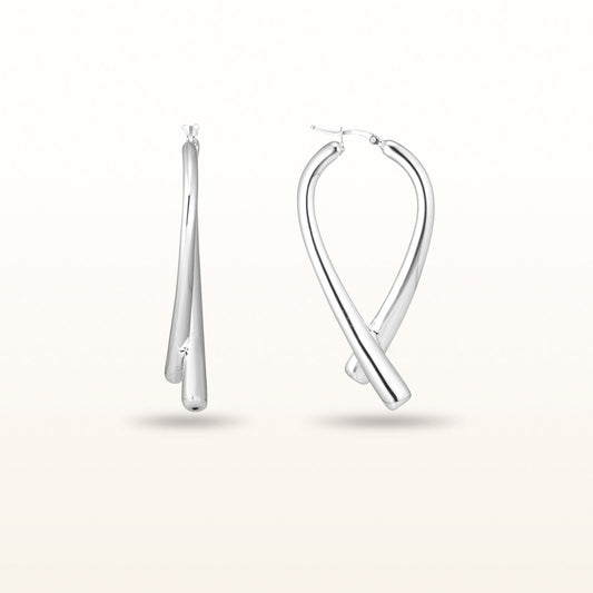 Cross-Over Drop Earrings in 925 Sterling Silver