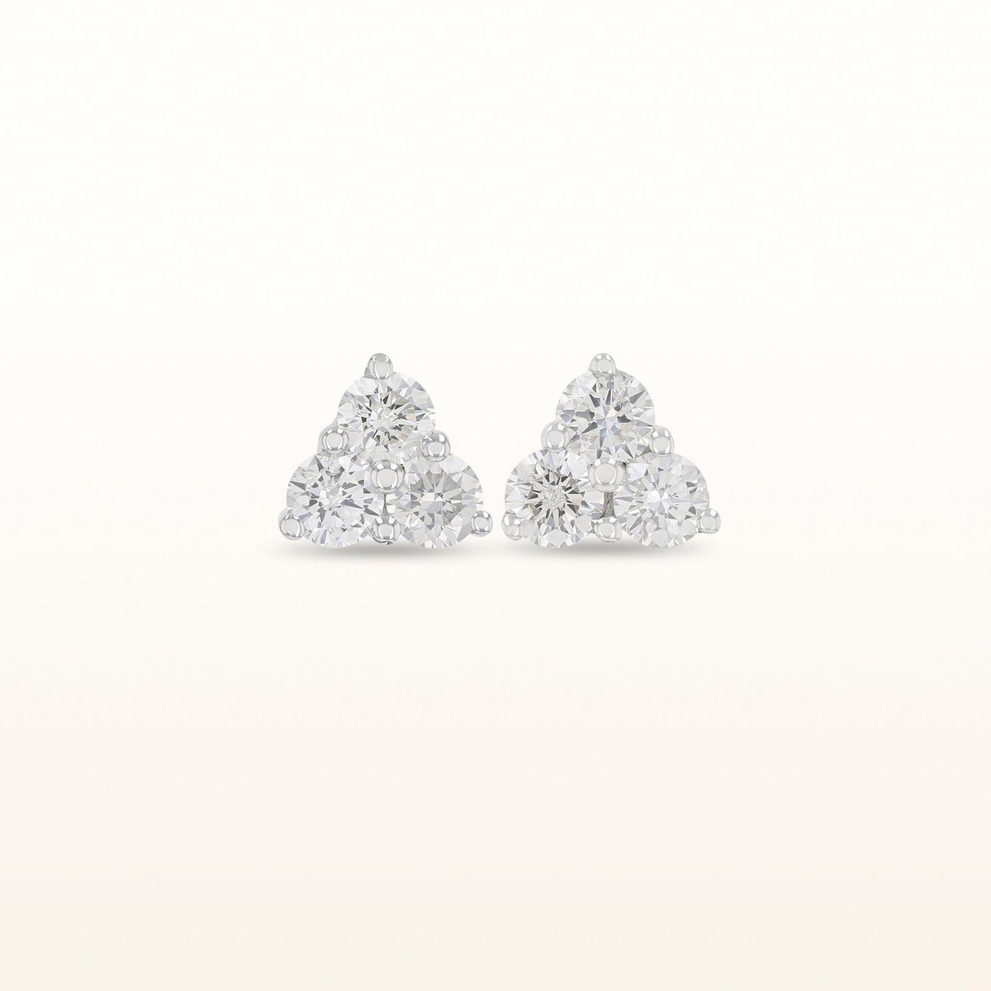 Three Stone Diamond Cluster Earrings in 14kt White Gold