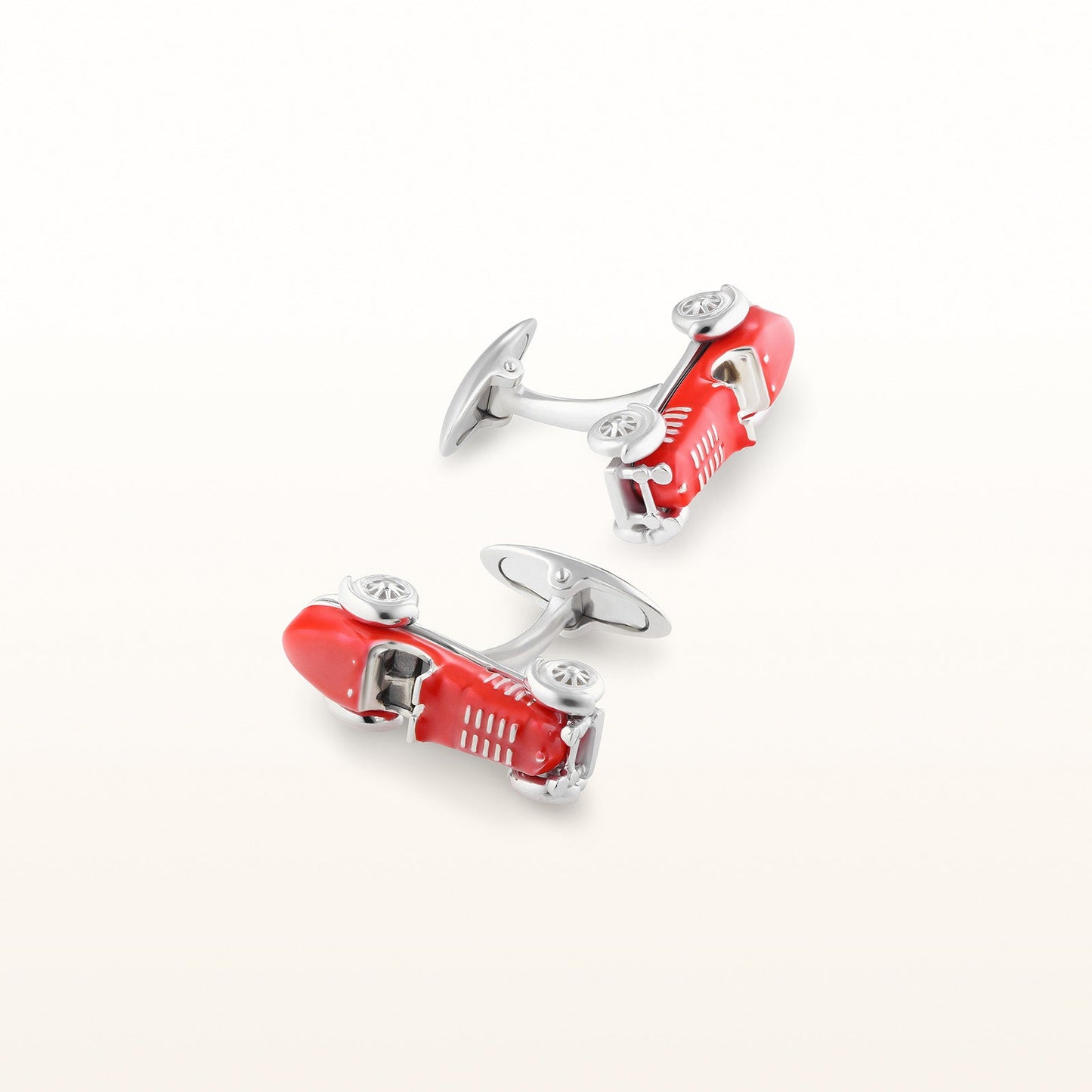 925 Sterling Silver and Red Enamel Car Cufflinks