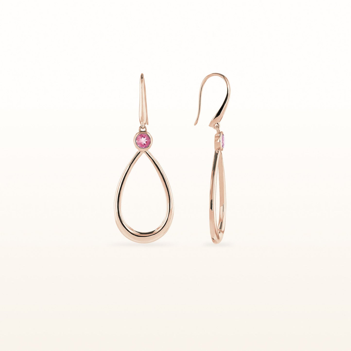 14kt Rose Gold Teardrop Earrings with Round Gemstones