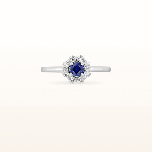 Round Gemstone Ring with 1/4 ctw Diamond Halo in 14kt White Gold