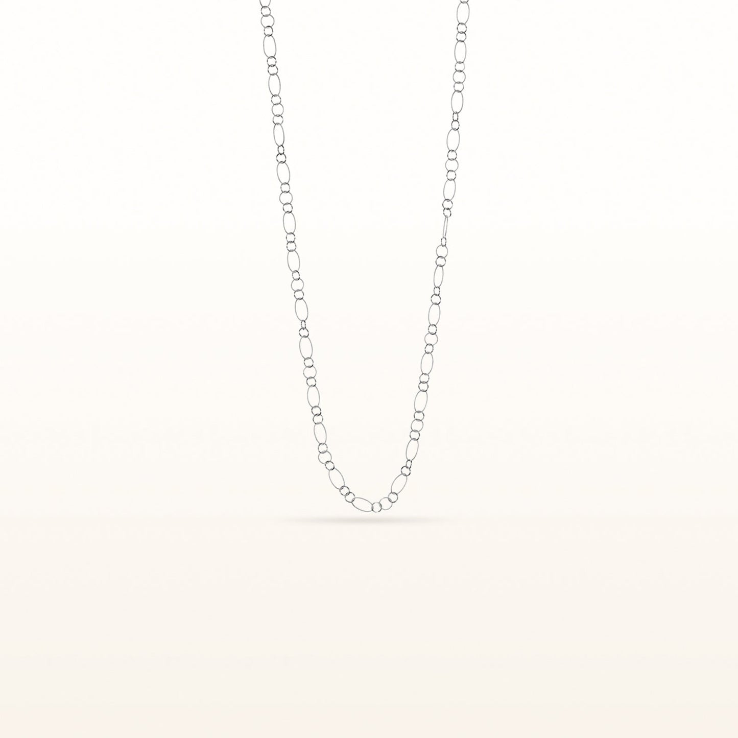 42" Cable Style Figaro Necklace in 925 Sterling Silver