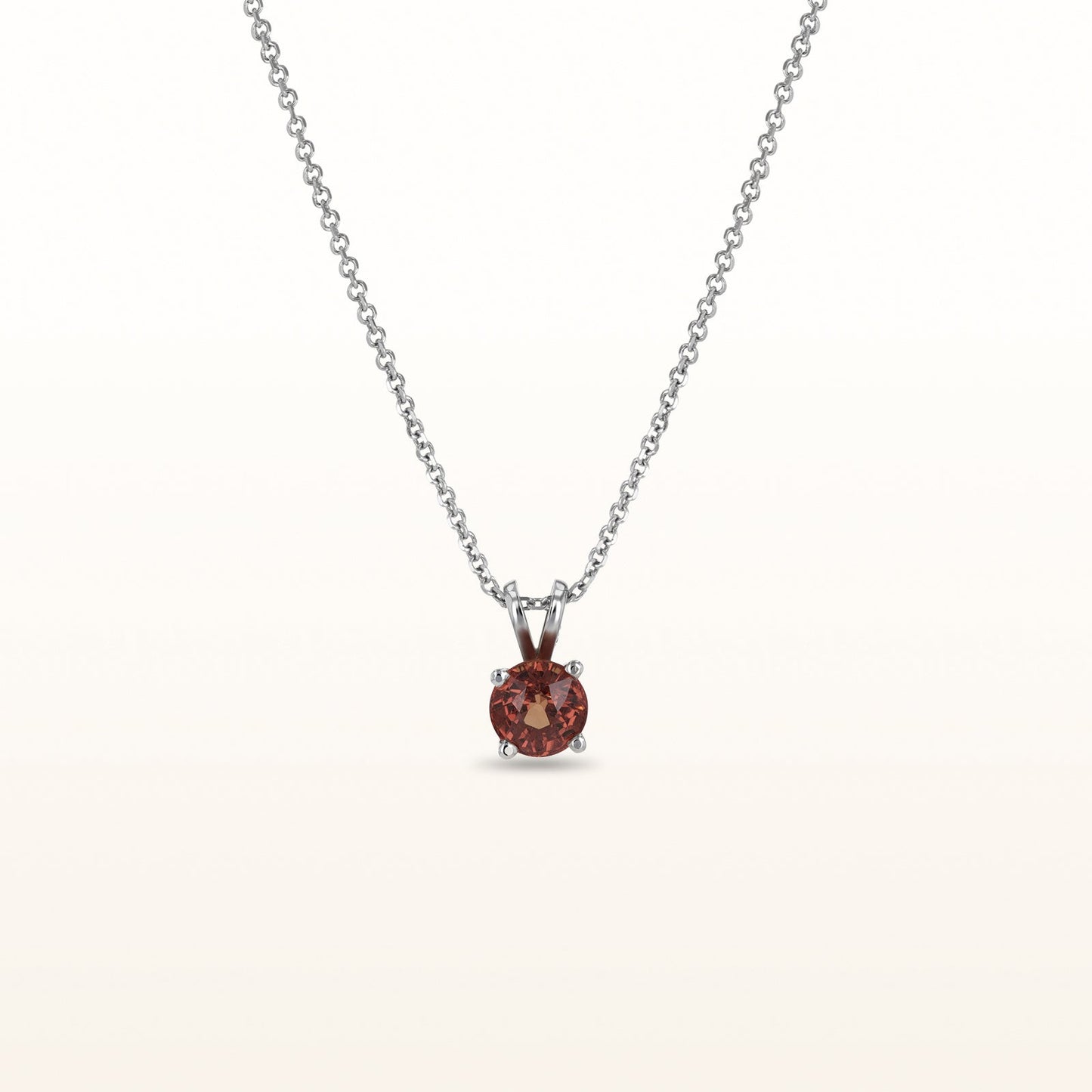 Round Spessartite Garnet Solitaire Pendant in 14kt White Gold