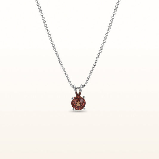 Round Spessartite Garnet Solitaire Pendant in 14kt White Gold