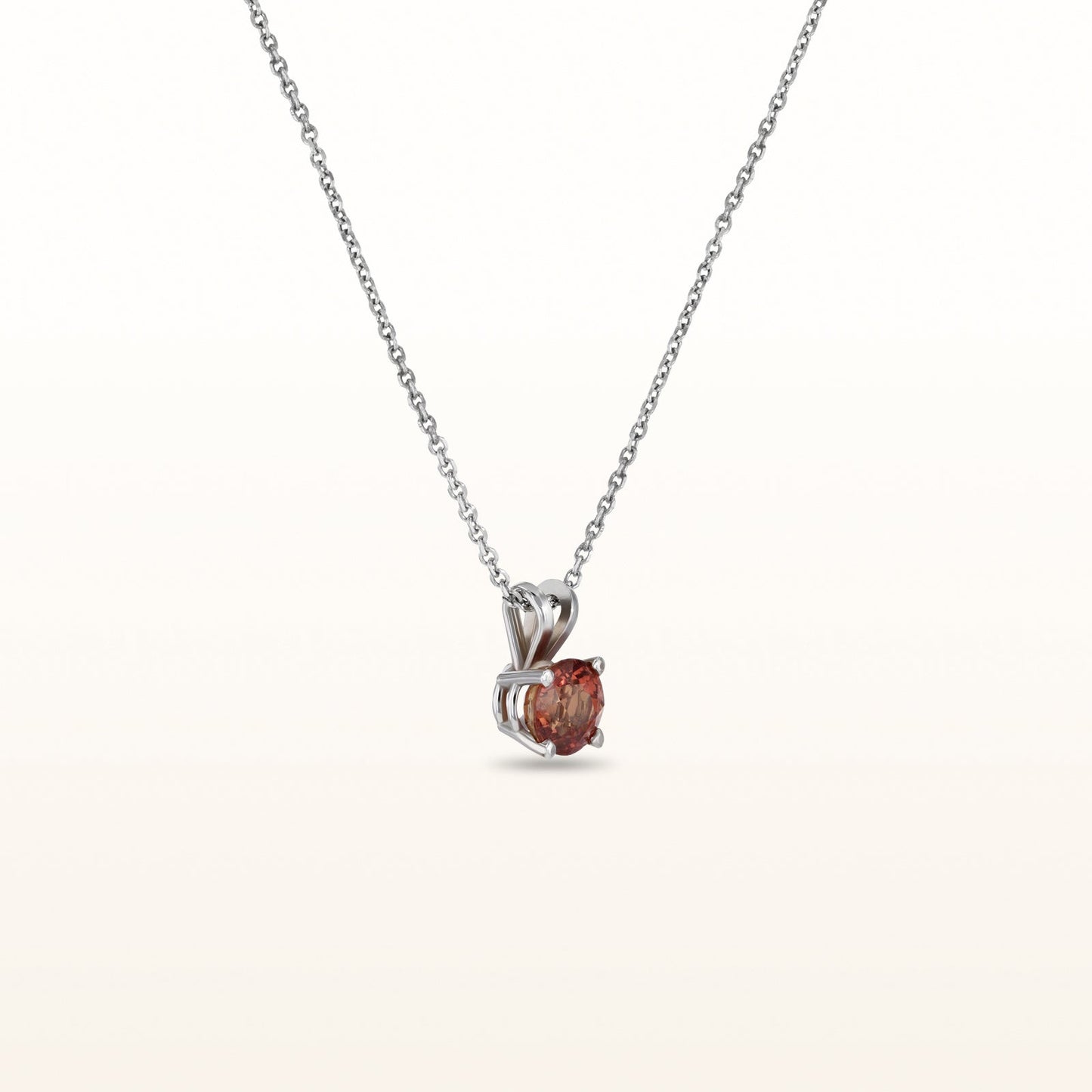 Round Spessartite Garnet Solitaire Pendant in 14kt White Gold