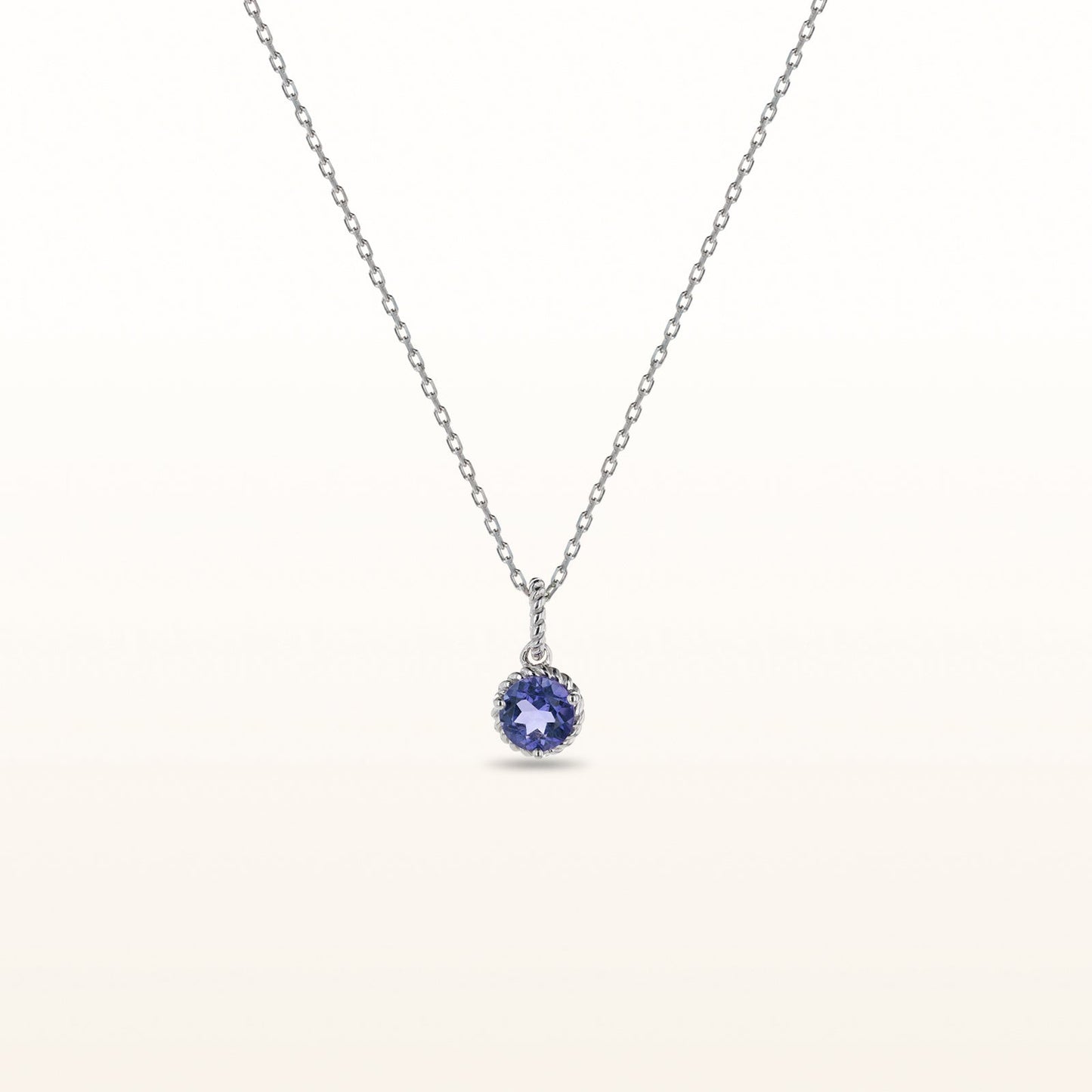 Round Gemstone Cable Style Pendant in 925 Sterling Silver