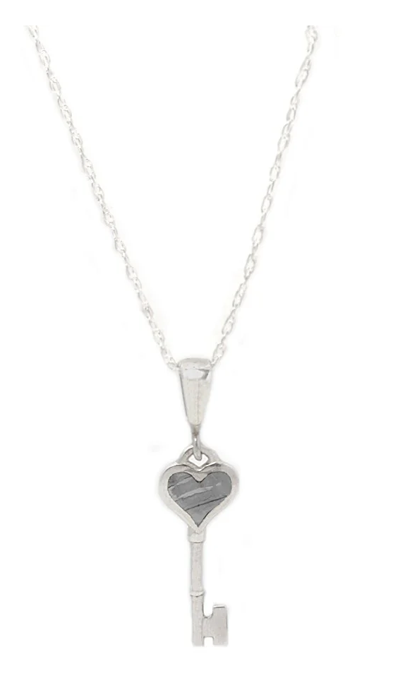 Sterling Silver "Key to My Heart" Meteorite Pendant Necklace