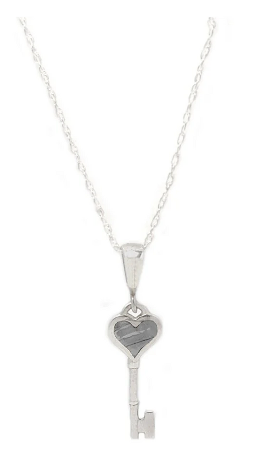 Sterling Silver "Key to My Heart" Meteorite Pendant Necklace