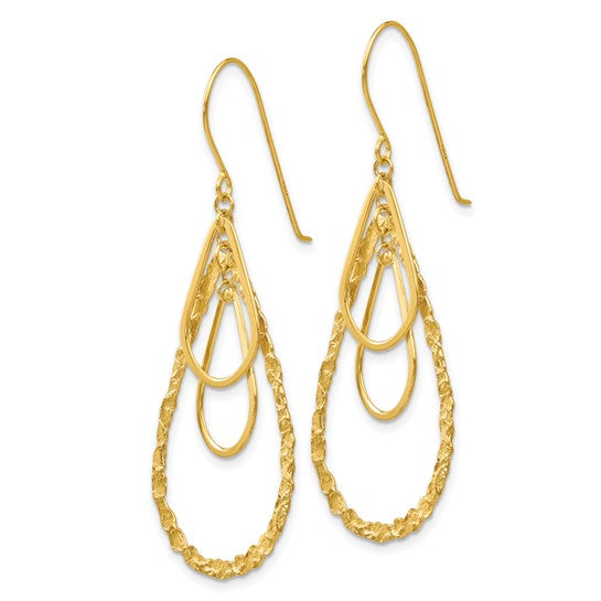 Multi-Layer Teardrop Earrings in 14kt Yellow Gold