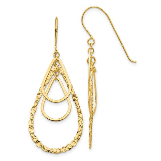 Multi-Layer Teardrop Earrings in 14kt Yellow Gold