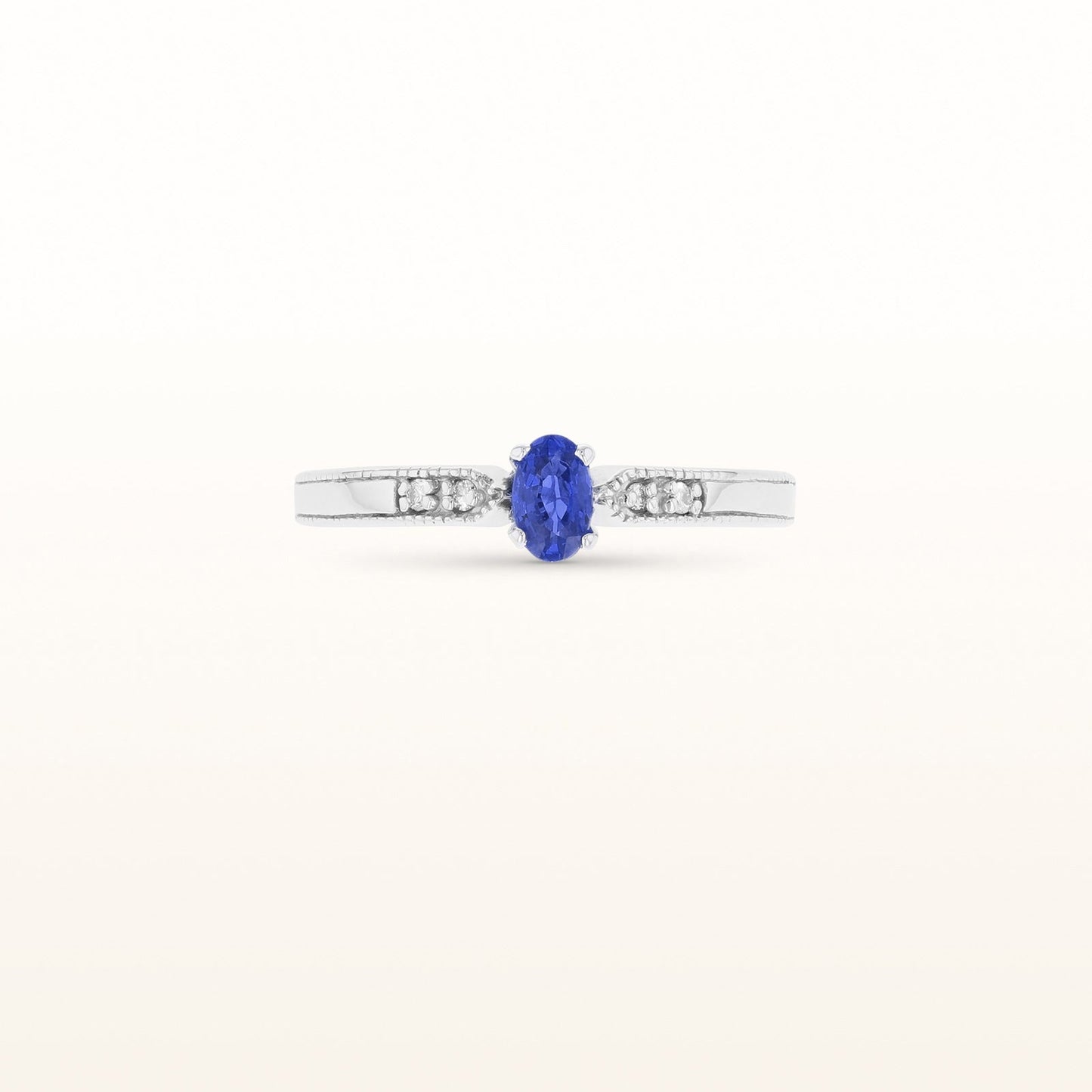 Oval Sapphire and Diamond Ring in 14kt White Gold