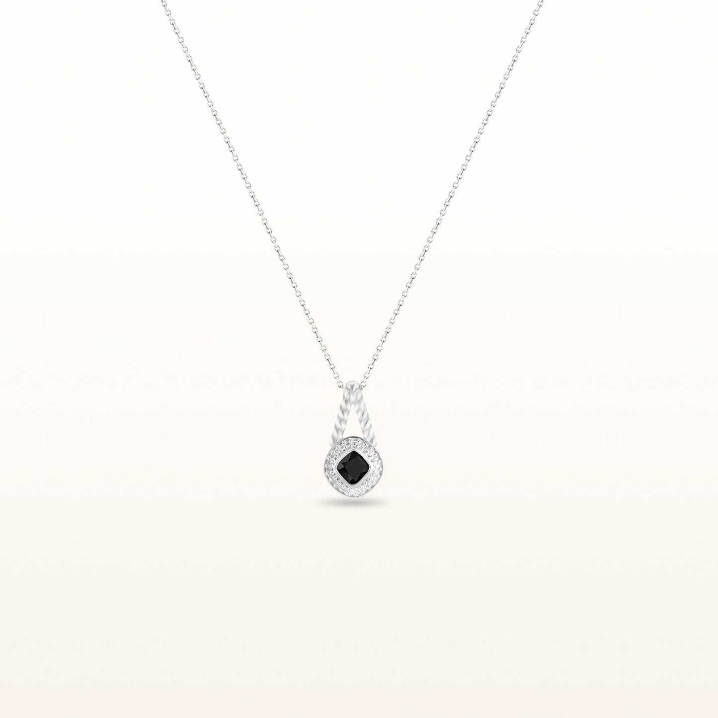 Kite-Set Cushion Cut Gemstone and Diamond Halo Rope Pendant in 925 Sterling Silver